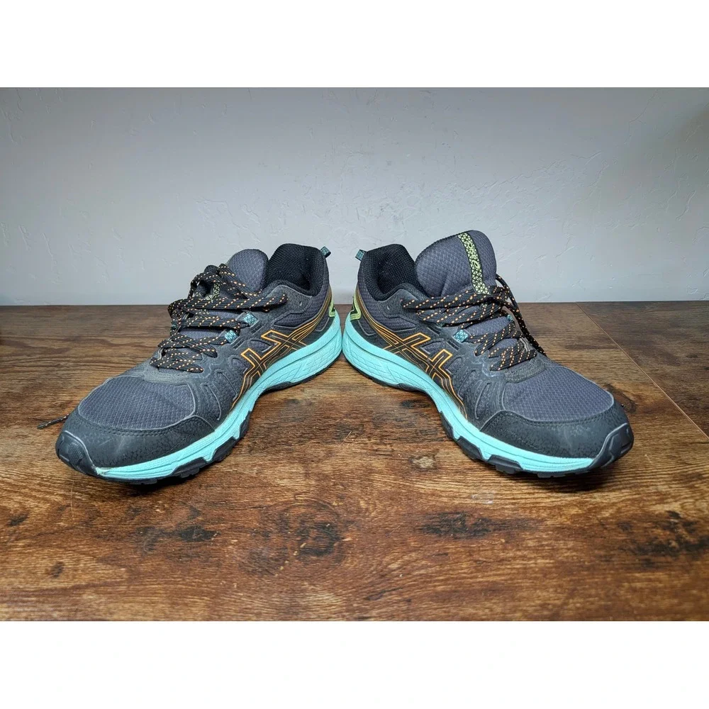 Asics Gel-Venture 7 Womens Trail Running Shoes Grey Orange Blue Size 8